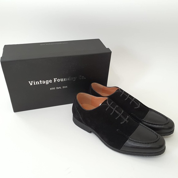 Vintage Foundry Basalt Oxford Leather Suede Black Dress Shoes Size 10 main image 10